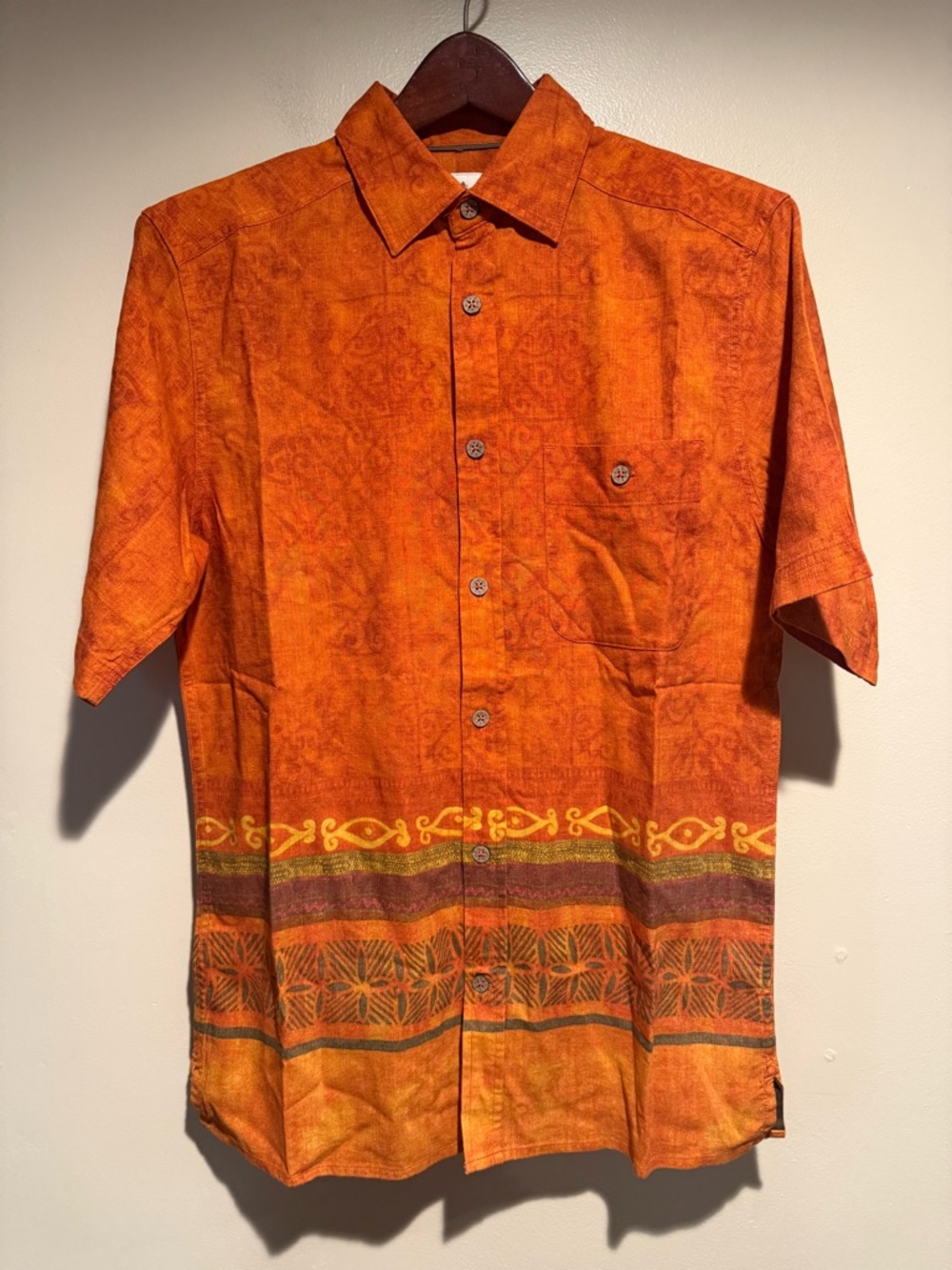 The Territory Ahead Southwestern Print Shirt Mens Orange Tribal Aztec Native